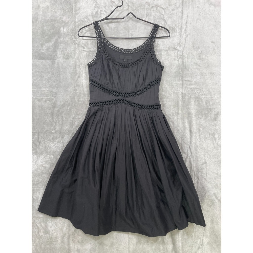 Jill Stuart Dress Size 0 Black Fit and Flare ‎ Cotton Sleeveless Lace Trim Lined